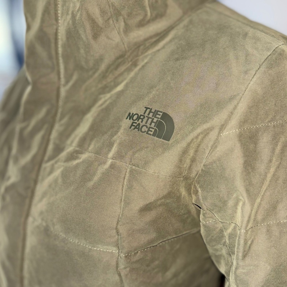 The North Face Womens Heavenly Down Jacket Burnt Olive Green Hooded Warm Small - Picture 4 of 16